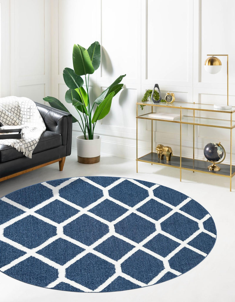 Sahara Chic Collection Area Rug -  Tuareg Round Blue  lifestyle 53