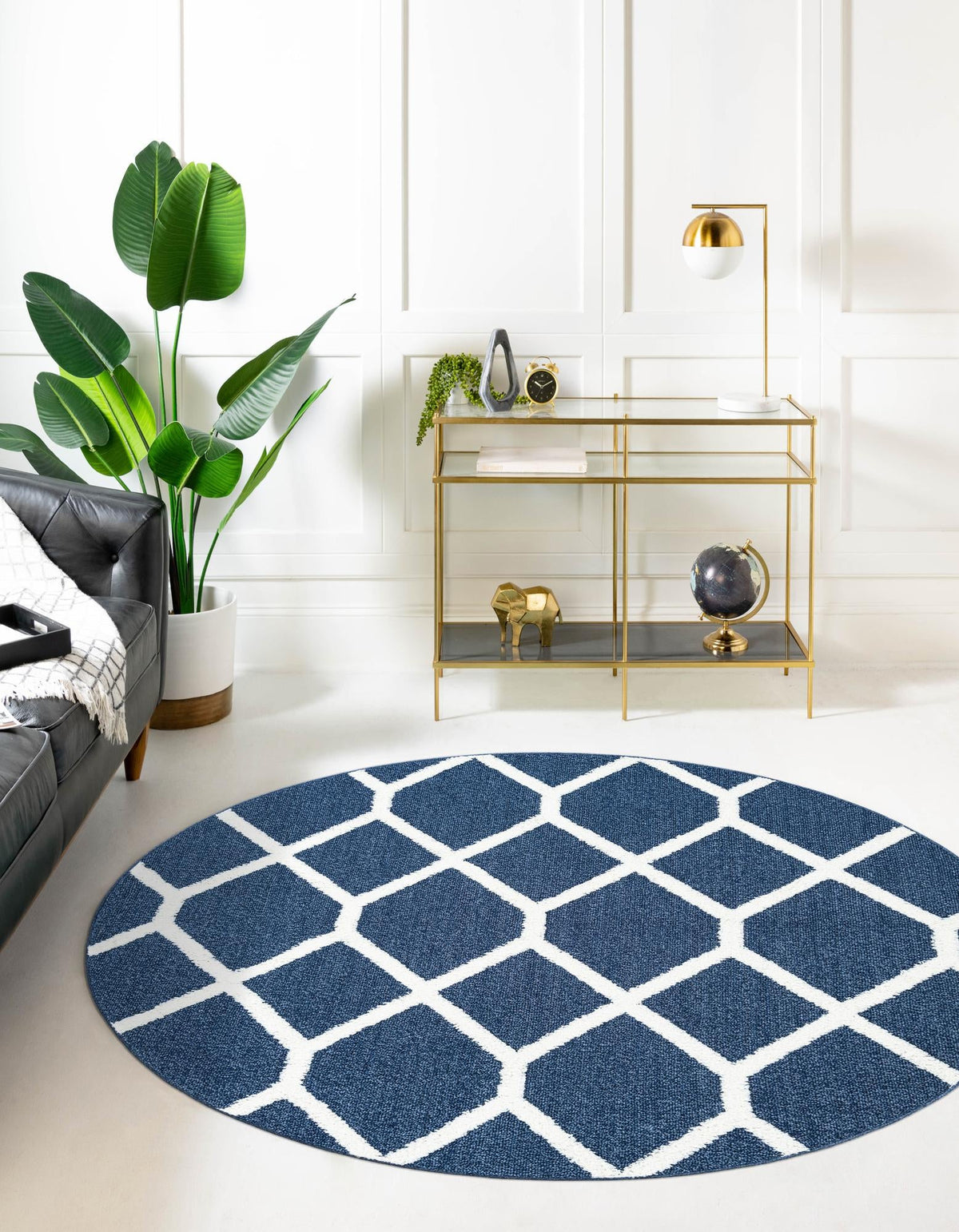 Sahara Chic Collection Area Rug -  Tuareg Round Blue  lifestyle 57