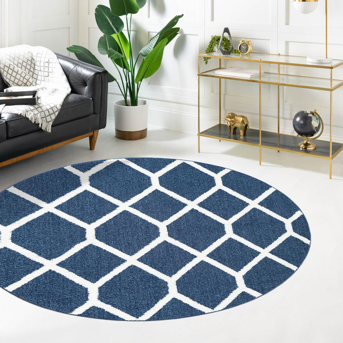Sahara Chic Collection Area Rug -  Tuareg Round Blue  lifestyle 111