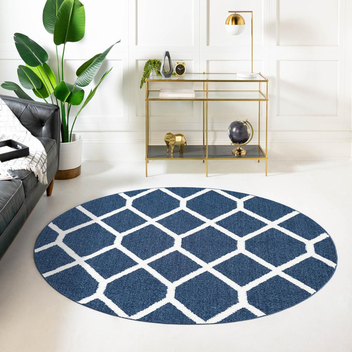 Sahara Chic Collection Area Rug -  Tuareg Round Blue  lifestyle 115