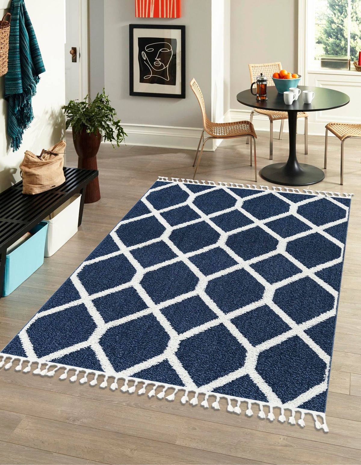 Sahara Chic Collection Area Rug -  Tuareg Rectangle Blue  lifestyle 6
