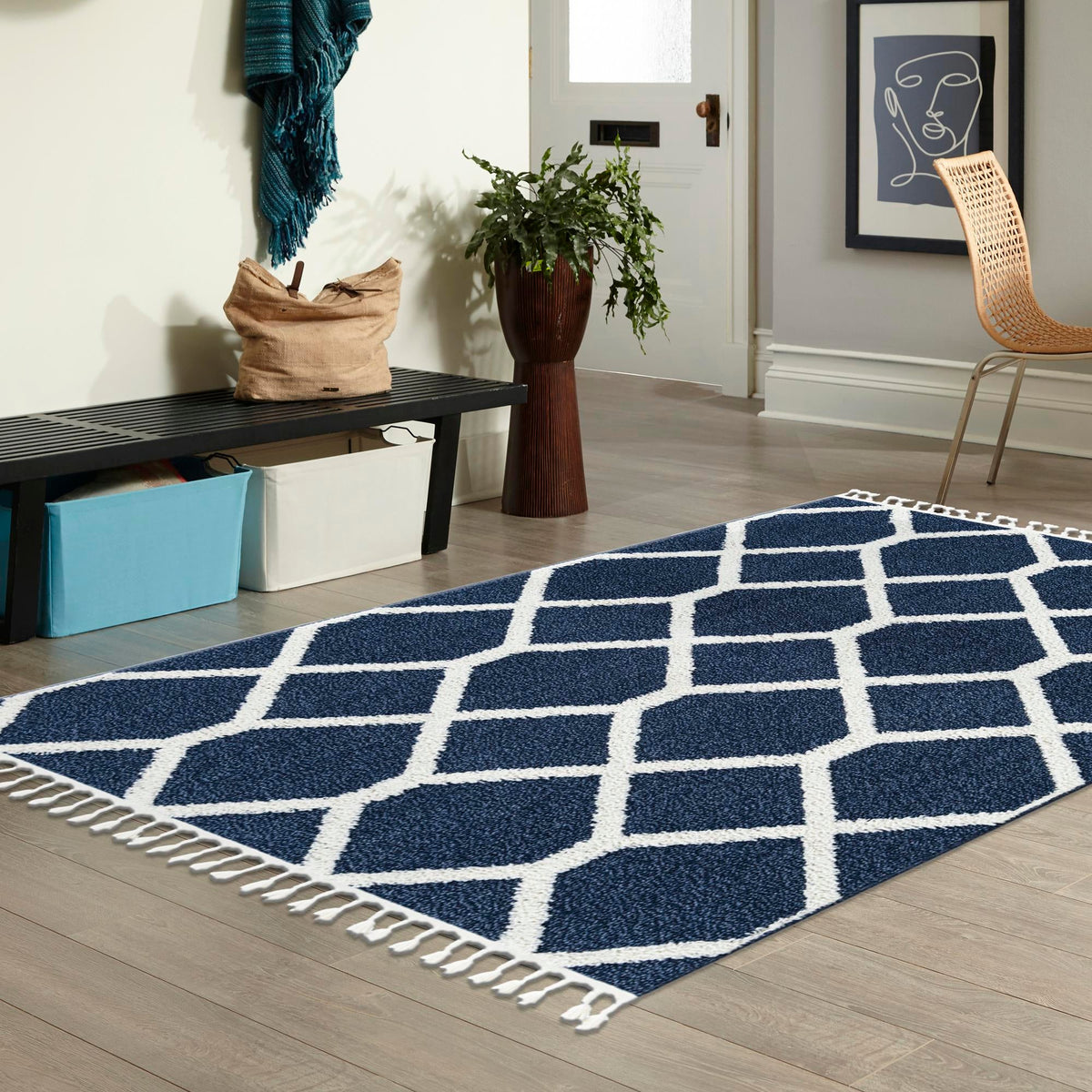 Sahara Chic Collection Area Rug -  Tuareg Rectangle Blue  lifestyle 45