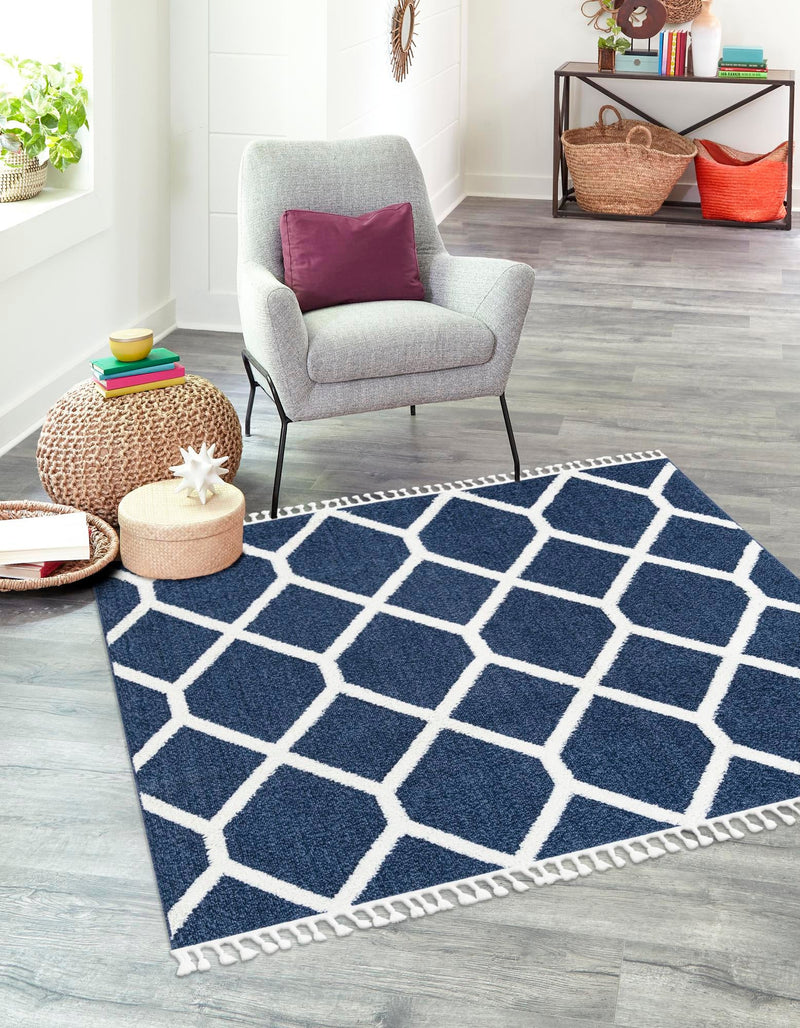 Sahara Chic Collection Area Rug -  Tuareg Square Blue  lifestyle 54