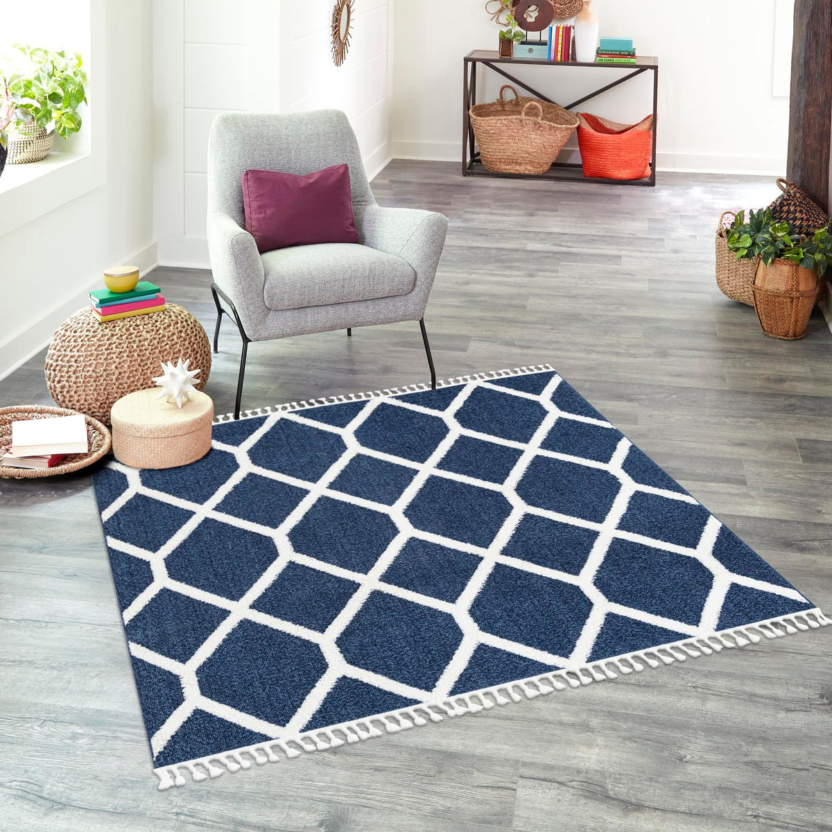 Sahara Chic Collection Area Rug -  Tuareg Square Blue  lifestyle 112