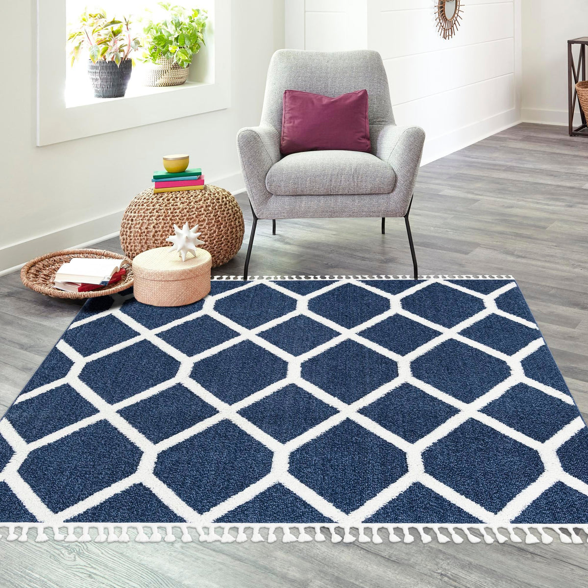 Sahara Chic Collection Area Rug -  Tuareg Square Blue  lifestyle 116