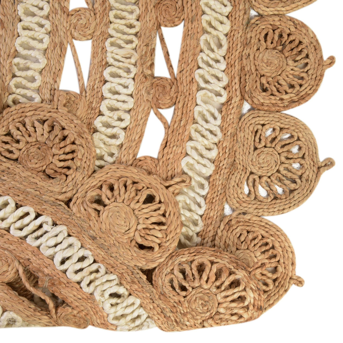 Woven Seaside Jute Collection Area Rug - Coastalhaven (Natural and White) Oval Natural and White  lifestyle 13