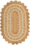 Woven Seaside Jute Collection Area Rug - Coastalhaven (Natural and White) Oval Natural and White  lifestyle 5