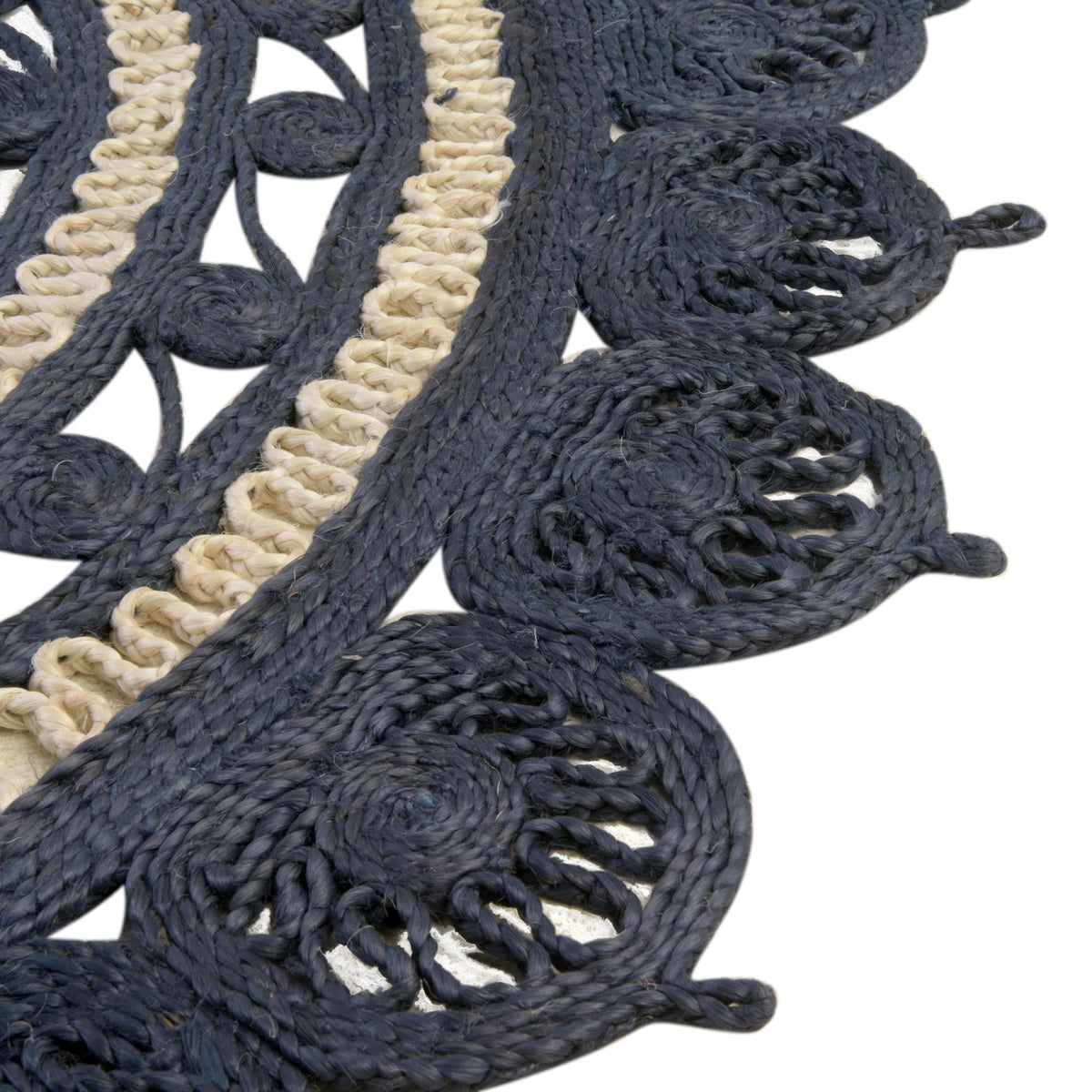 Woven Seaside Jute Collection Area Rug - Coastalhaven (Navy Blue and White) Oval Navy Blue and White  lifestyle 13