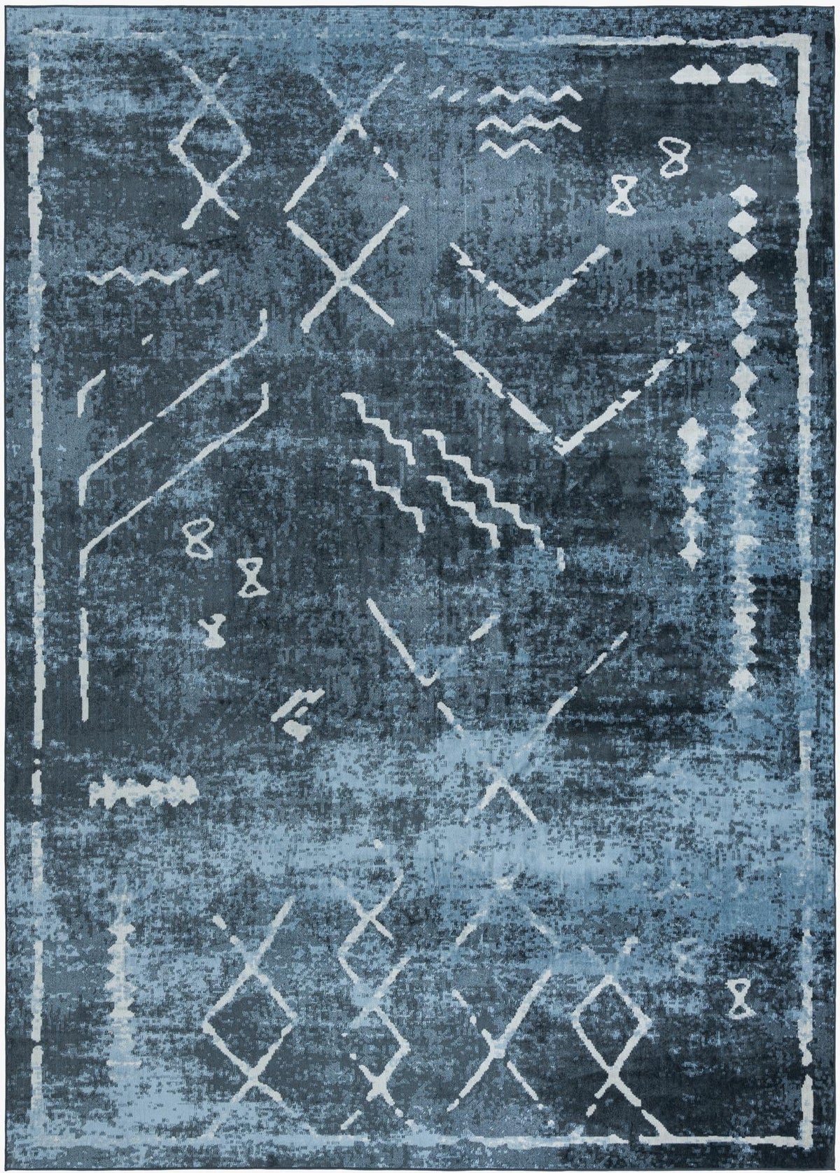 Aegean Elegance Washables Collection Area Rug - Santorini Rectangle Navy Blue Main