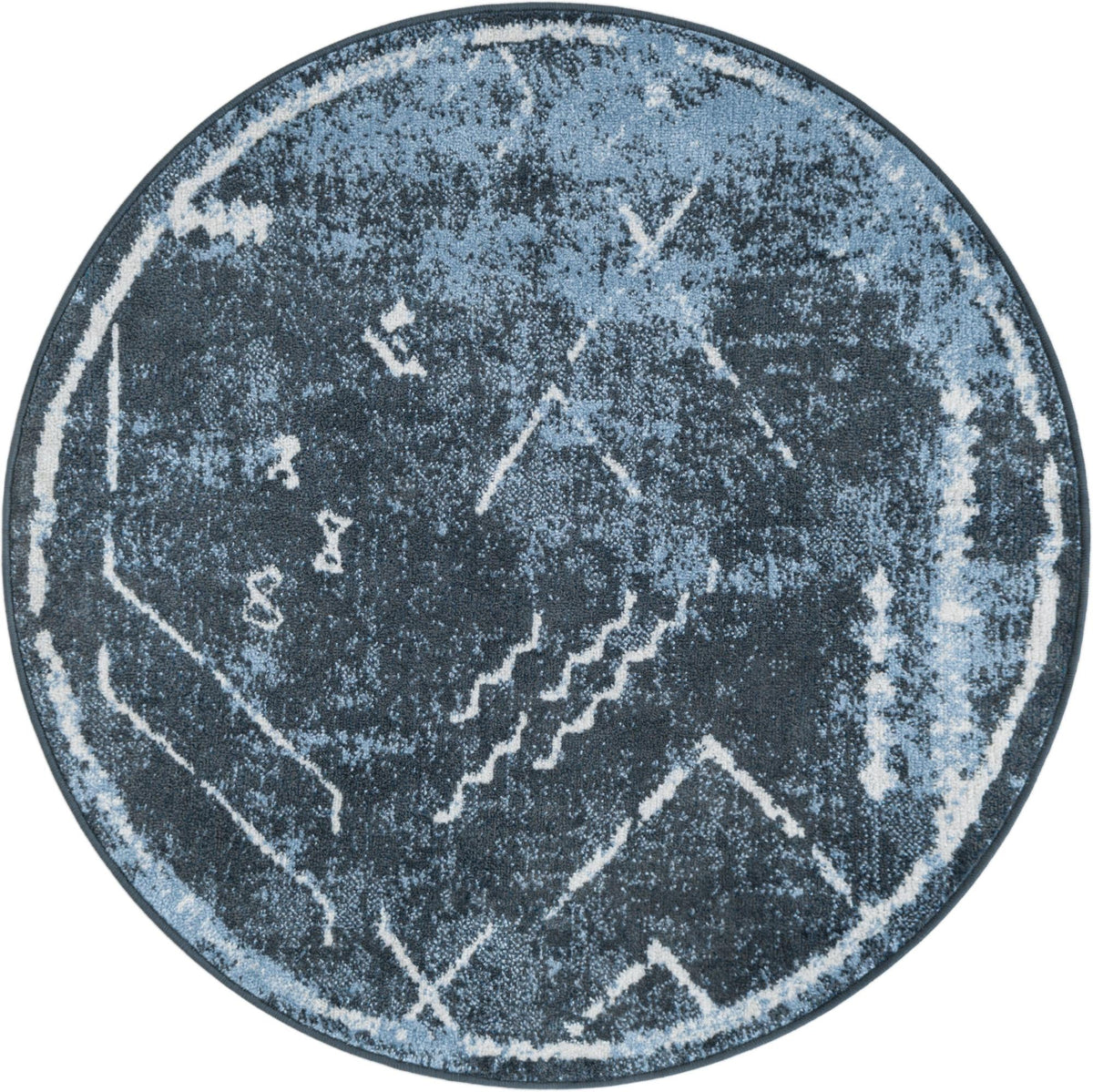Aegean Elegance Washables Collection Area Rug - Santorini Round Navy Blue  lifestyle 31