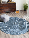 Aegean Elegance Washables Collection Area Rug - Santorini Round Navy Blue  lifestyle 36
