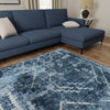 Aegean Elegance Washables Collection Area Rug - Santorini Square Navy Blue  lifestyle 70