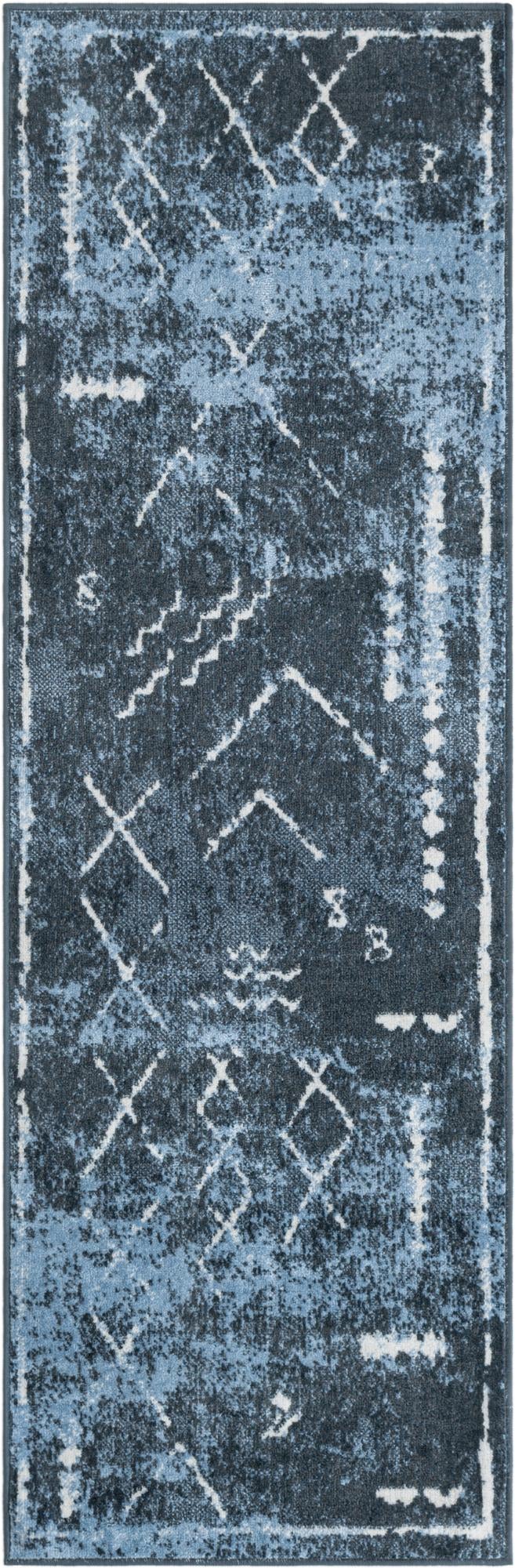 Aegean Elegance Washables Collection Area Rug - Santorini Runner Navy Blue  lifestyle 32