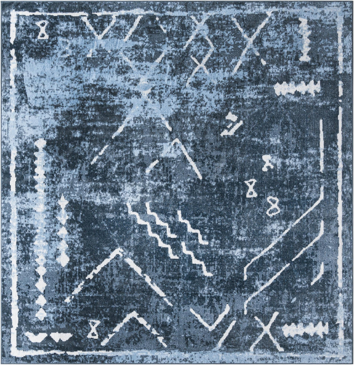 Aegean Elegance Washables Collection Area Rug - Santorini Square Navy Blue  lifestyle 37