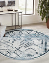 Aegean Elegance Washables Collection Area Rug - Santorini Round Ivory Gray  lifestyle 40