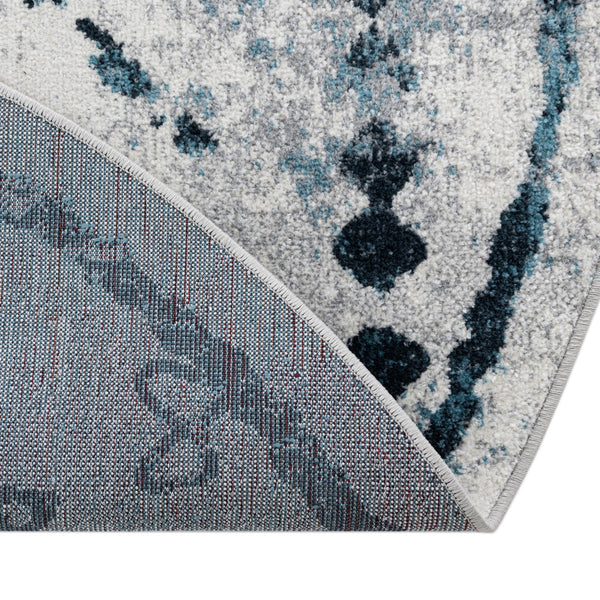Aegean Elegance Washables Collection Area Rug - Santorini Round Ivory Gray  lifestyle 71