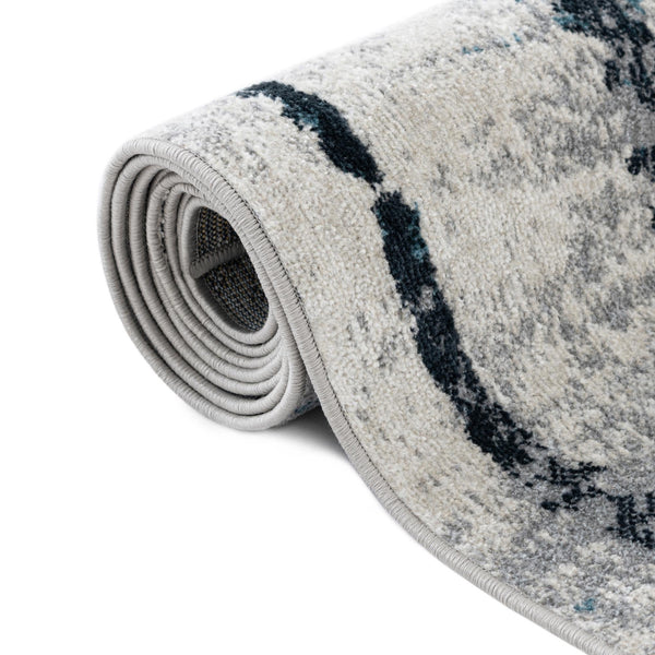 Aegean Elegance Washables Collection Area Rug - Santorini Round Ivory Gray  lifestyle 86