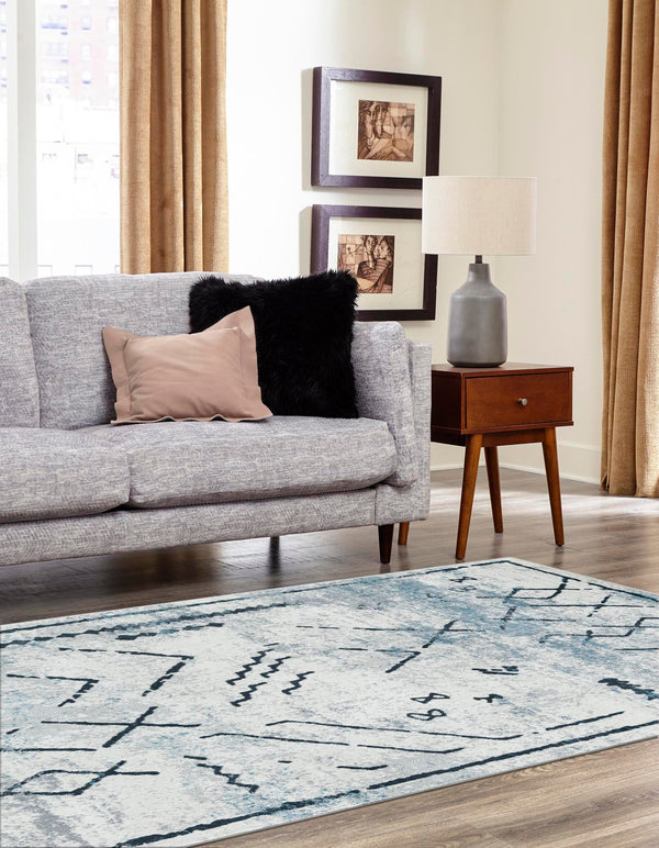 Aegean Elegance Washables Collection Area Rug - Santorini Rectangle Ivory Gray  lifestyle 6