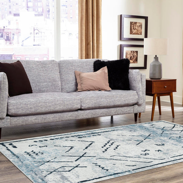 Aegean Elegance Washables Collection Area Rug - Santorini Rectangle Ivory Gray  lifestyle 30