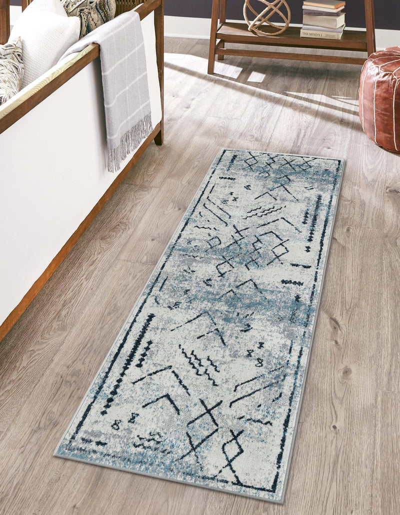 Aegean Elegance Washables Collection Area Rug - Santorini Runner Ivory Gray  lifestyle 38