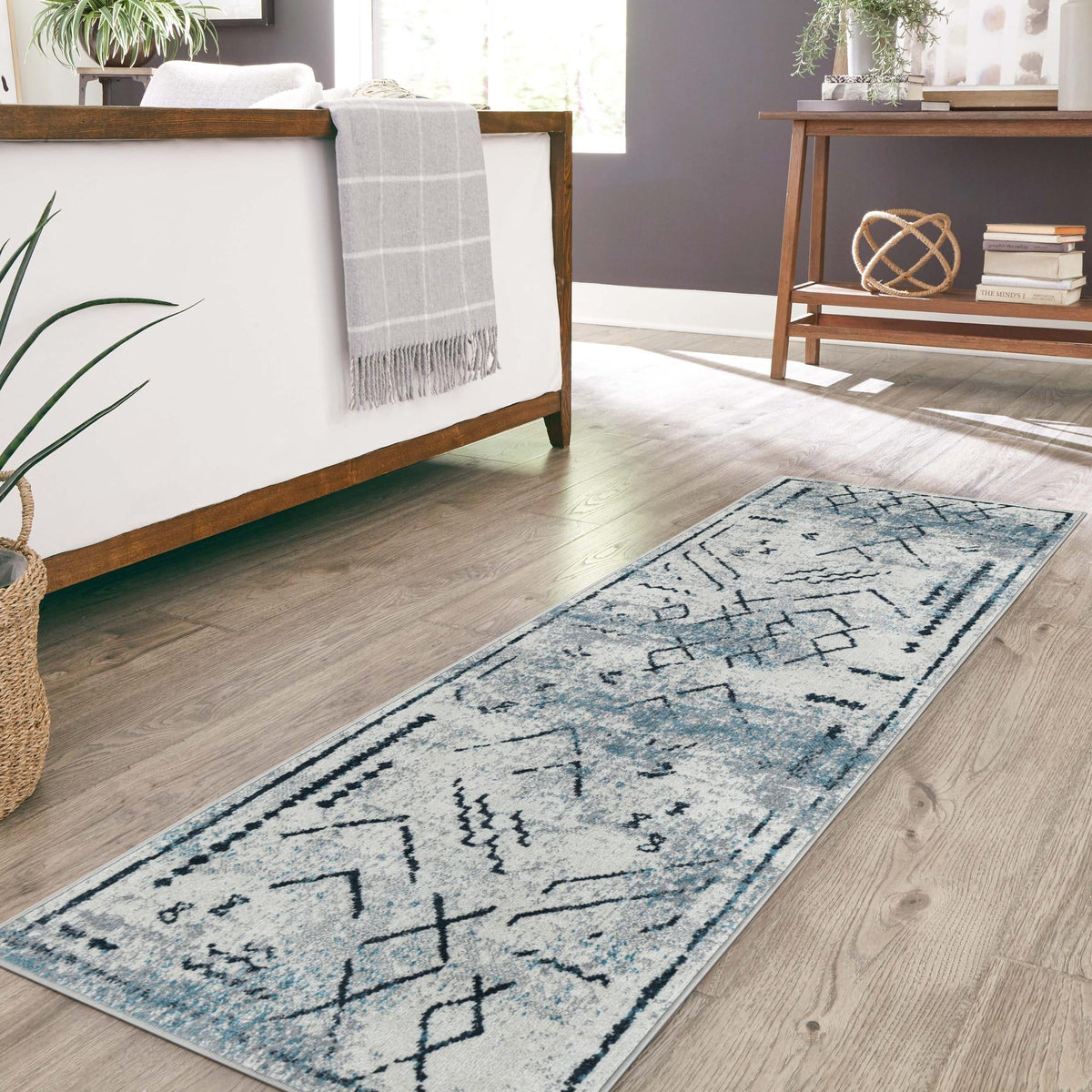 Aegean Elegance Washables Collection Area Rug - Santorini Runner Ivory Gray  lifestyle 105