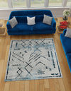 Aegean Elegance Washables Collection Area Rug - Santorini Square Ivory Gray  lifestyle 39