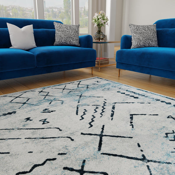 Aegean Elegance Washables Collection Area Rug - Santorini Square Ivory Gray  lifestyle 108