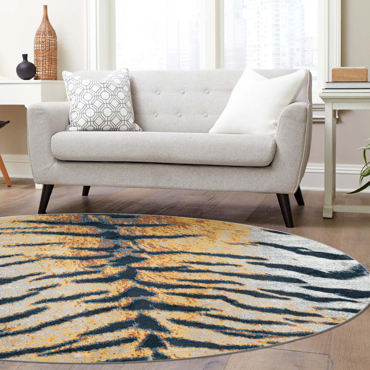 Aegean Elegance Washables Collection Area Rug -  Milos Round Light Brown  lifestyle 61