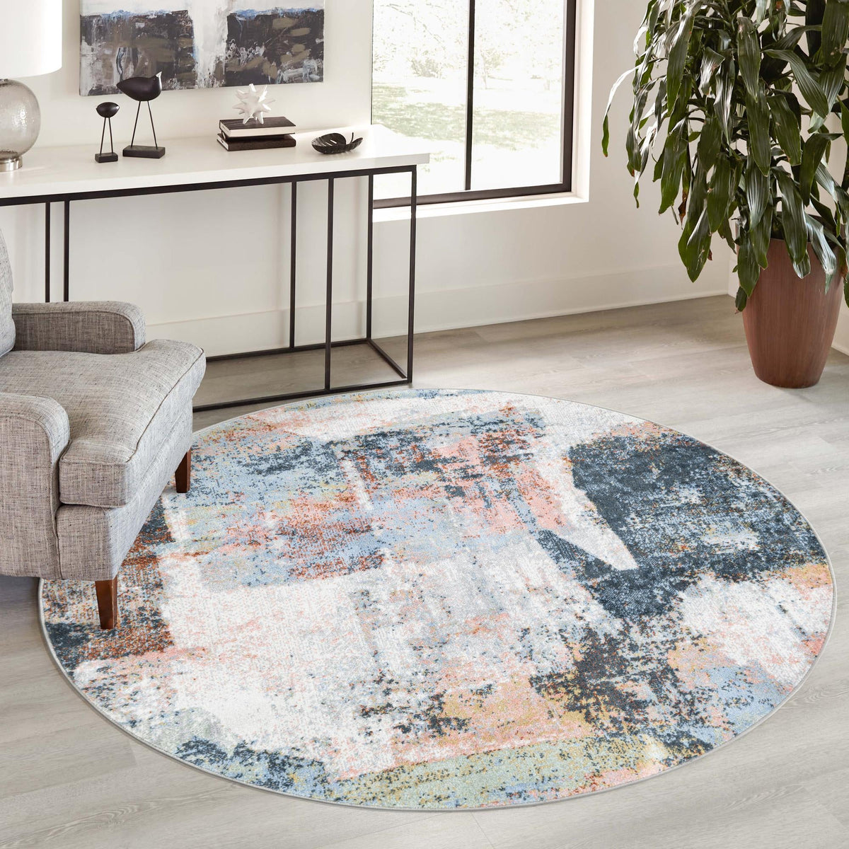 Aegean Elegance Washables Collection Area Rug -  Hydra Round Multi  lifestyle 73