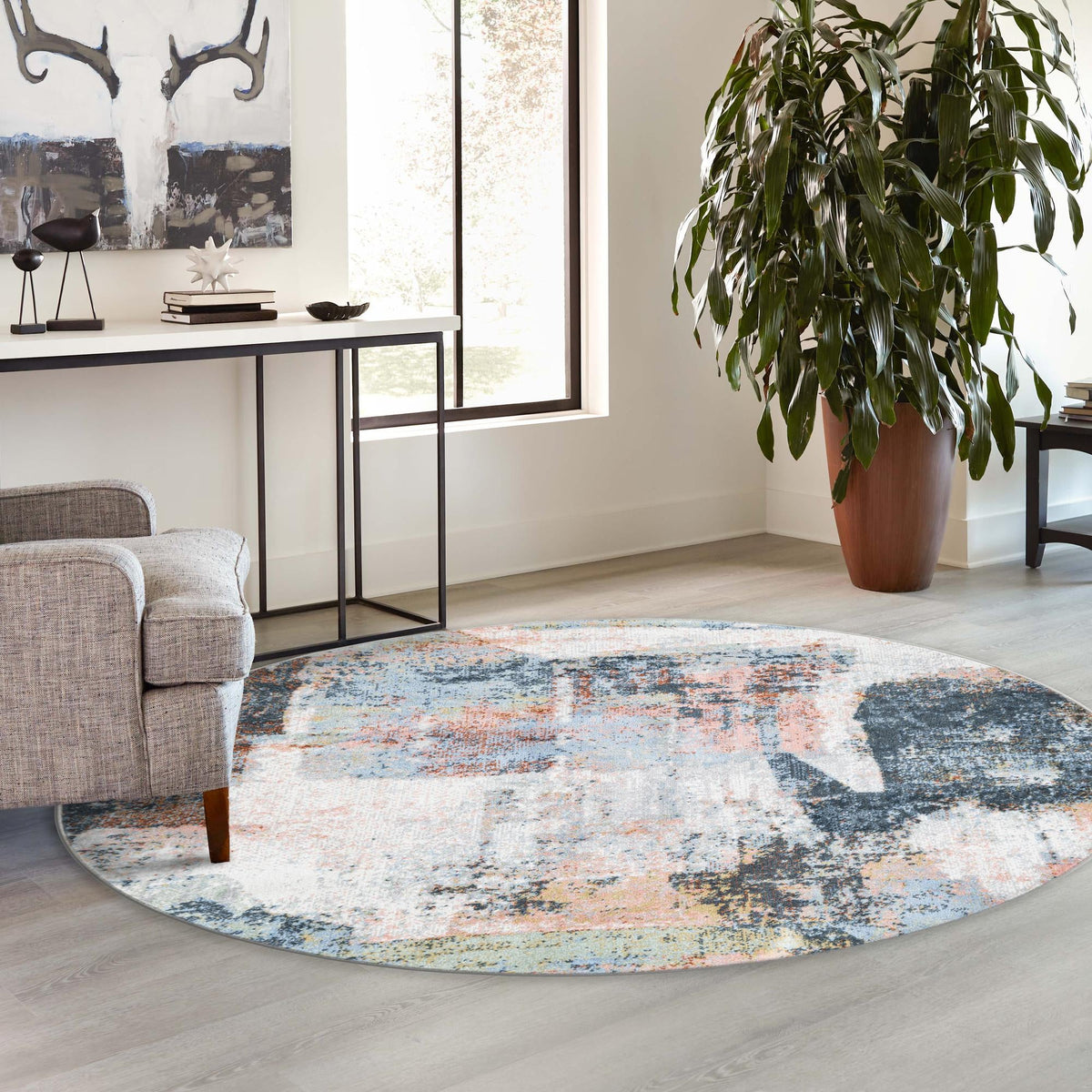 Aegean Elegance Washables Collection Area Rug -  Hydra Round Multi  lifestyle 76