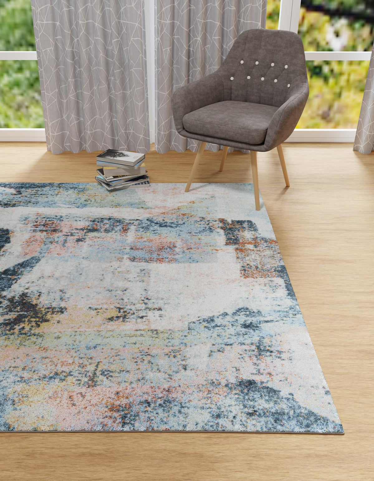 Aegean Elegance Washables Collection Area Rug -  Hydra Square Multi  lifestyle 40