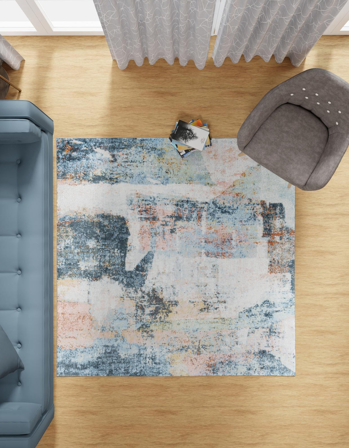 Aegean Elegance Washables Collection Area Rug -  Hydra Square Multi  lifestyle 71