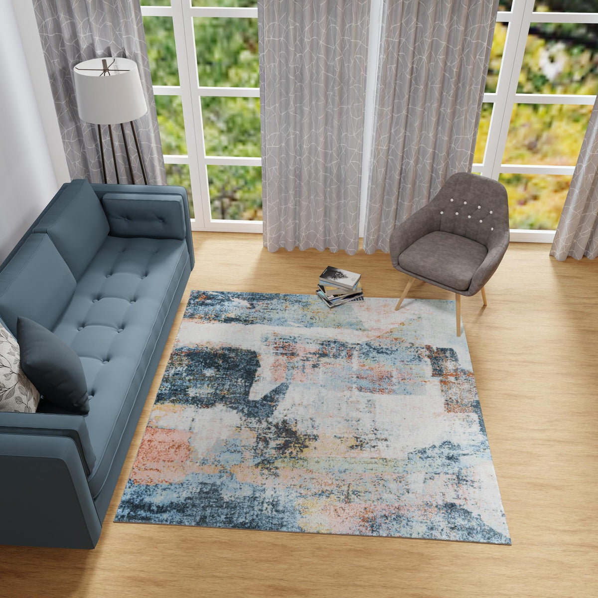 Aegean Elegance Washables Collection Area Rug -  Hydra Square Multi  lifestyle 74