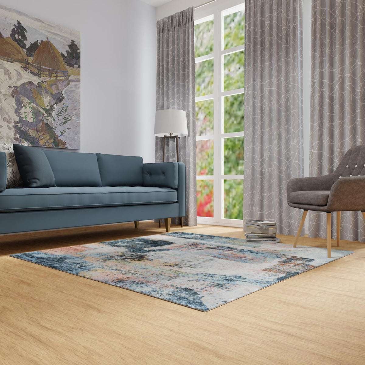 Aegean Elegance Washables Collection Area Rug -  Hydra Square Multi  lifestyle 77
