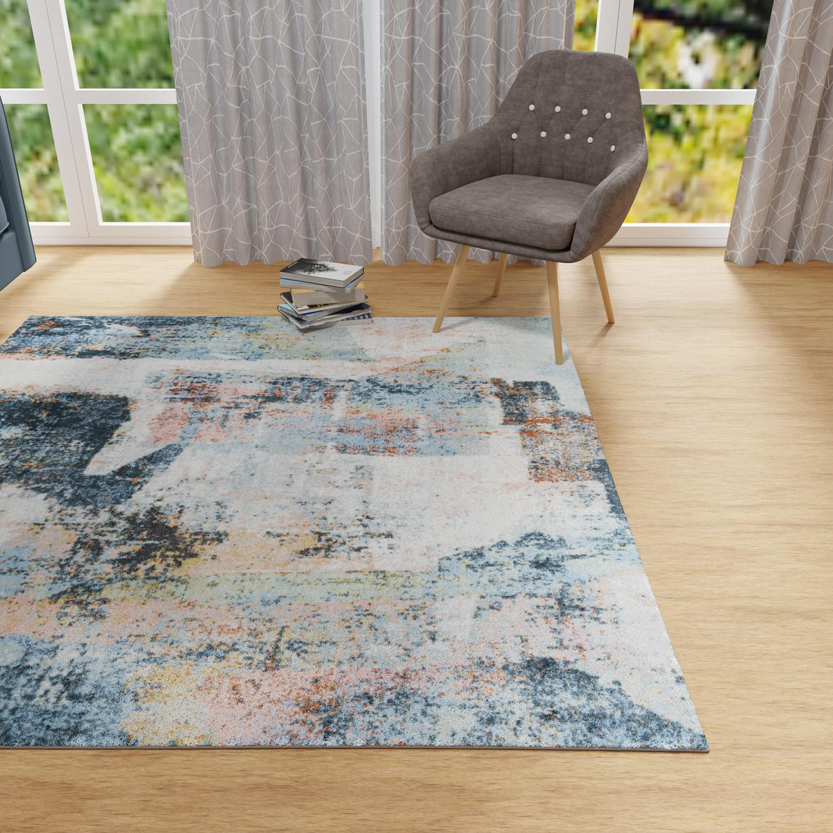 Aegean Elegance Washables Collection Area Rug -  Hydra Square Multi  lifestyle 78