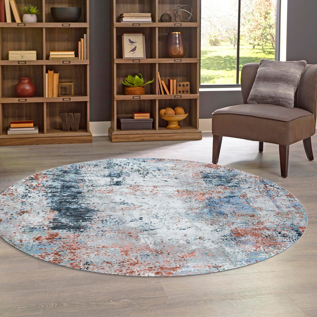 Aegean Elegance Washables Collection Area Rug -  Ithaca Round Multi  lifestyle 61
