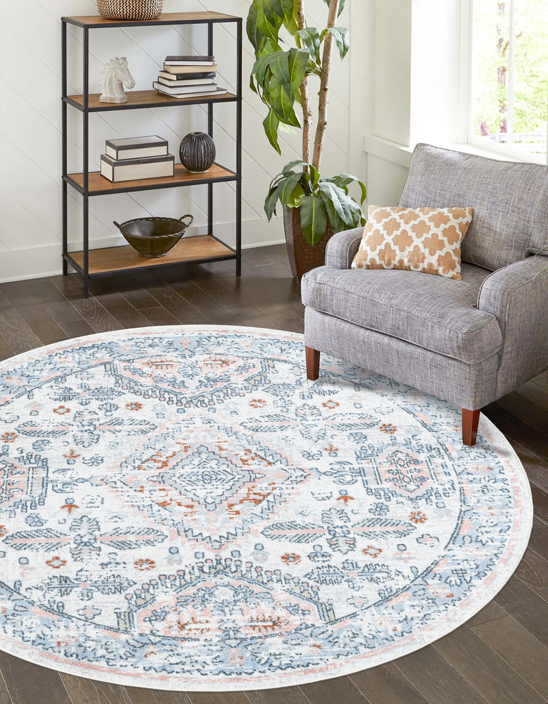 Aegean Elegance Washables Collection Area Rug -  Patmos Round Ivory  lifestyle 20