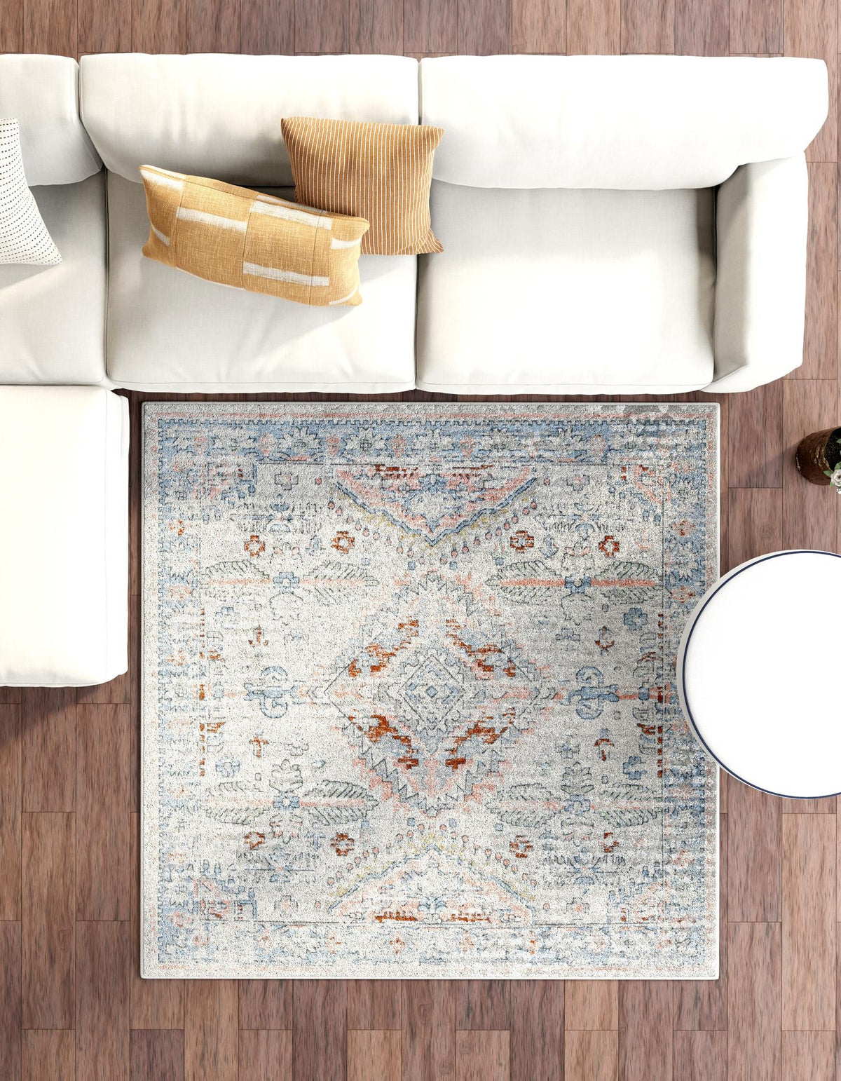 Aegean Elegance Washables Collection Area Rug -  Patmos Square Ivory  lifestyle 56