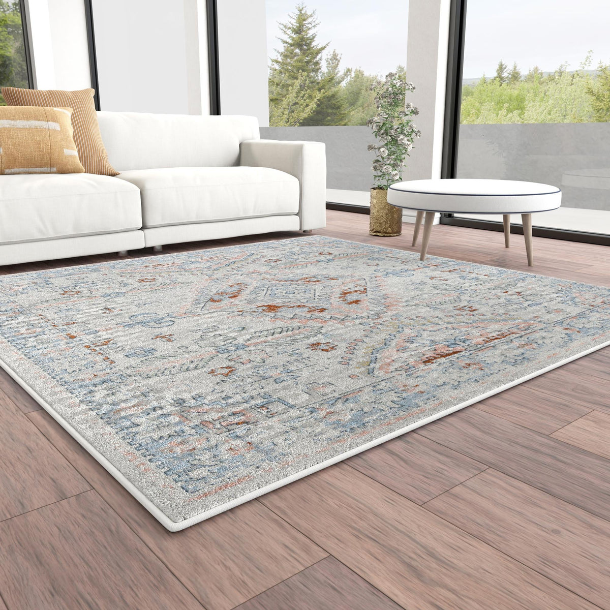 Aegean Elegance Washables Collection Area Rug -  Patmos Square Ivory  lifestyle 62