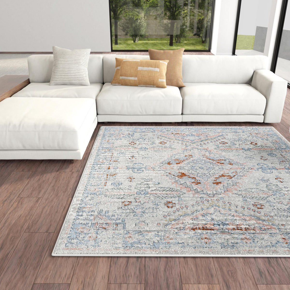 Aegean Elegance Washables Collection Area Rug -  Patmos Square Ivory  lifestyle 63