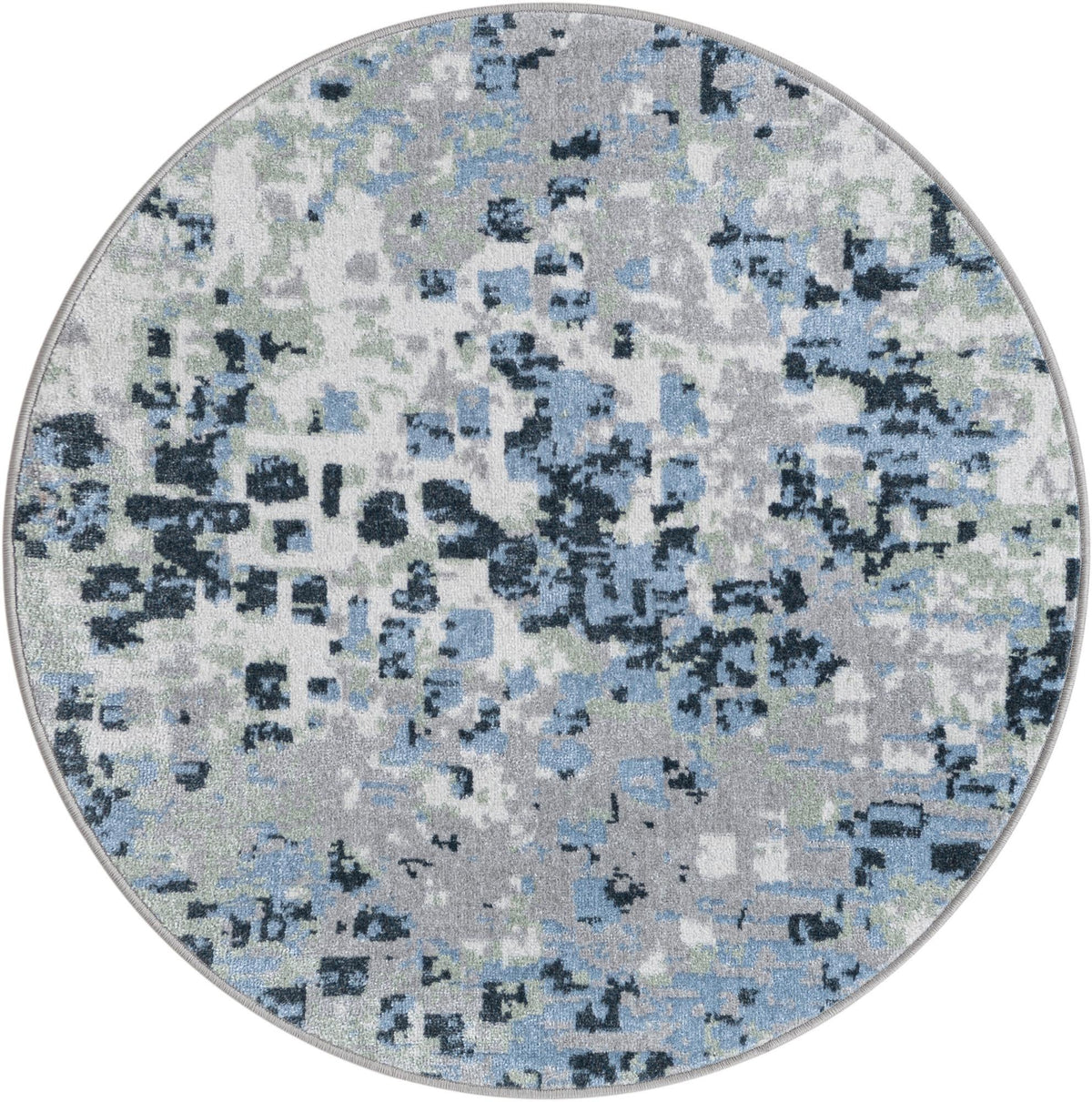 Aegean Elegance Washables Collection Area Rug -  Andros Round Gray Navy Green  lifestyle 17