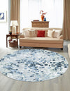 Aegean Elegance Washables Collection Area Rug -  Andros Round Gray Navy Green  lifestyle 20