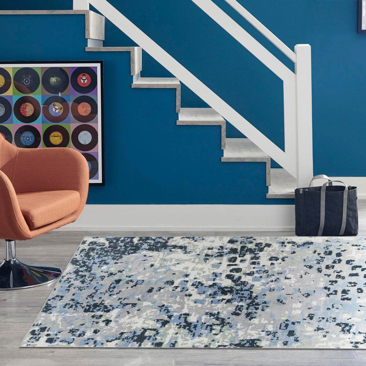 Aegean Elegance Washables Collection Area Rug -  Andros Rectangle Gray Navy Green  lifestyle 15