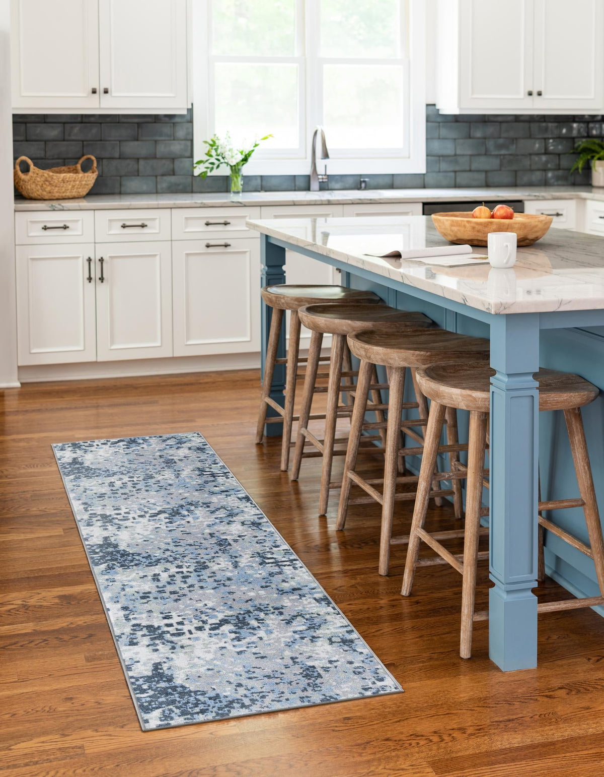 Aegean Elegance Washables Collection Area Rug -  Andros Runner Gray Navy Green  lifestyle 29