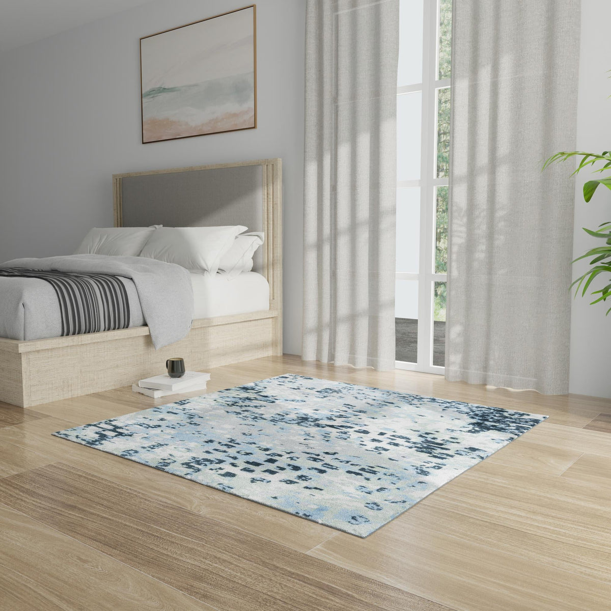 Aegean Elegance Washables Collection Area Rug -  Andros Square Gray Navy Green  lifestyle 70