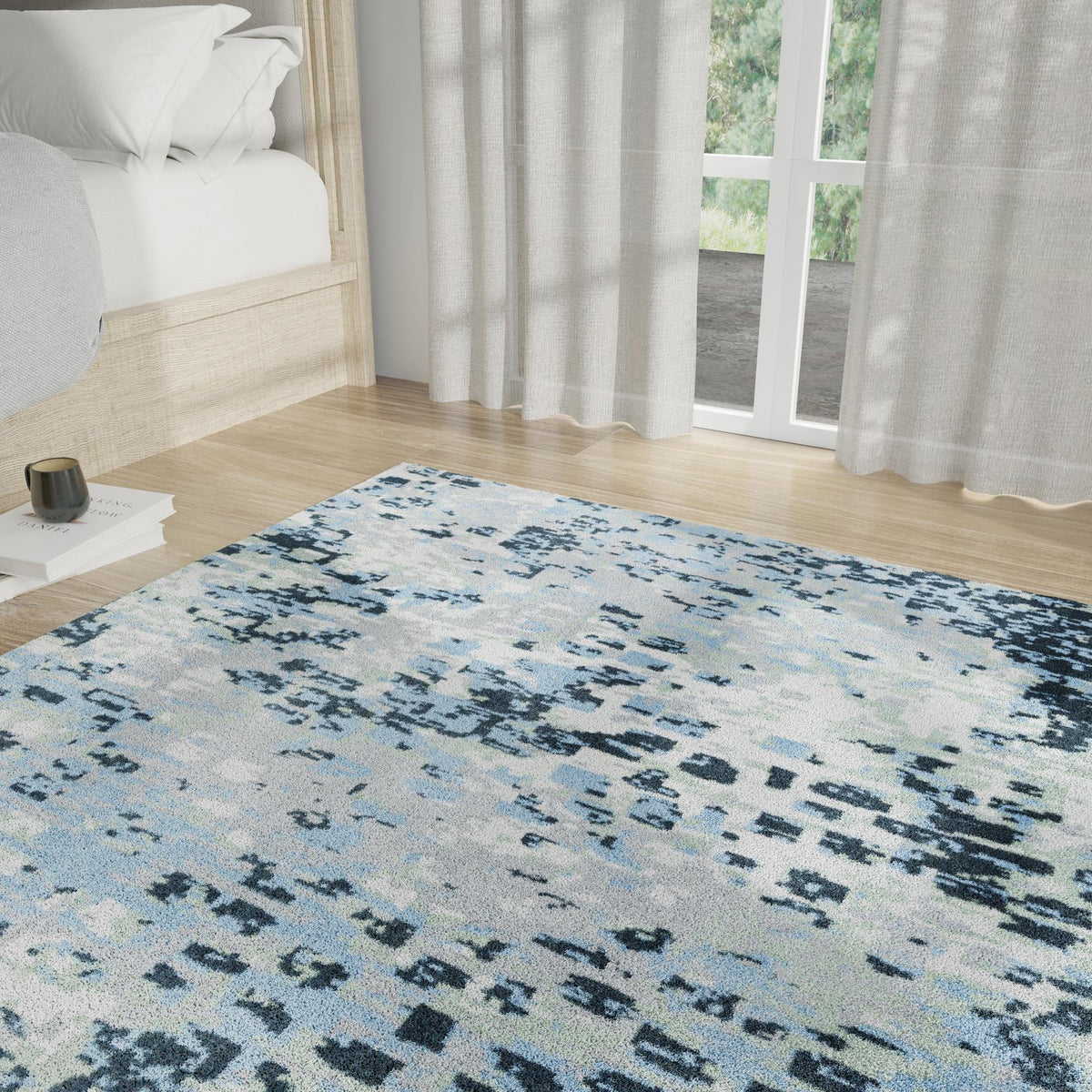 Aegean Elegance Washables Collection Area Rug -  Andros Square Gray Navy Green  lifestyle 71