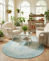 Dover Terrace Collection Area Rug - Marina (Aqua) Oval Aqua  lifestyle 55