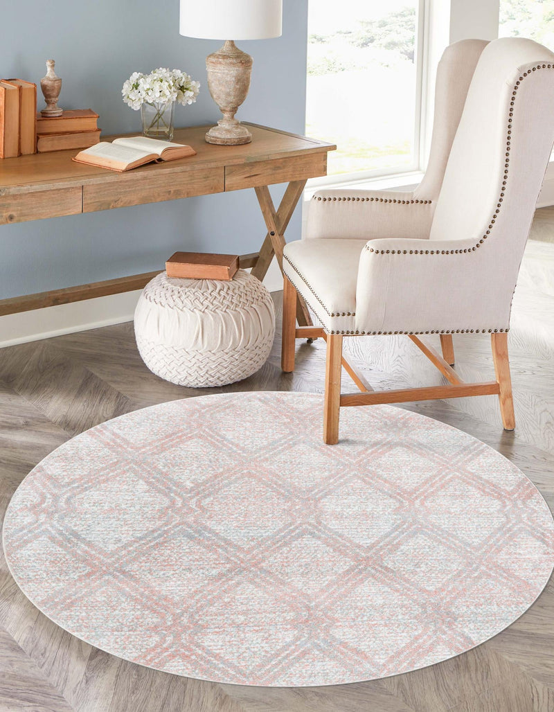 Aegean Elegance Washables Collection Area Rug -  Tinos Round Rose Pink  lifestyle 55