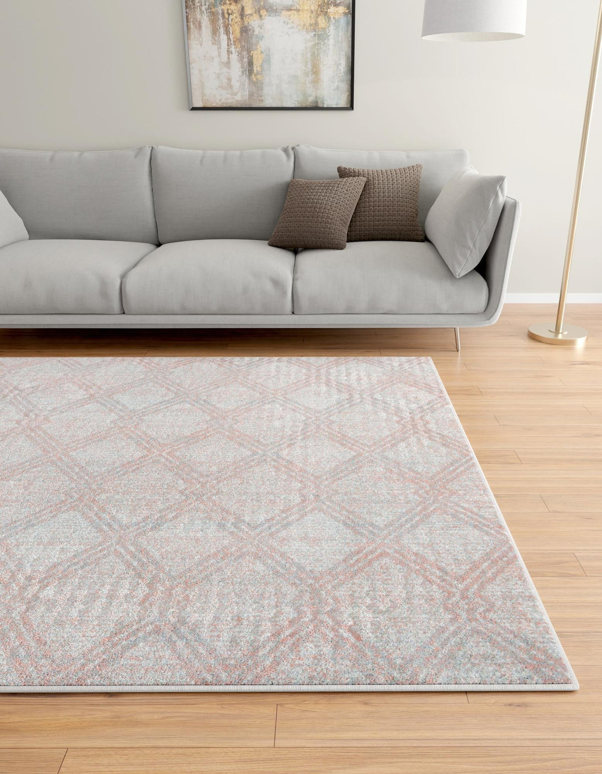 Aegean Elegance Washables Collection Area Rug -  Tinos Square Rose Pink  lifestyle 64