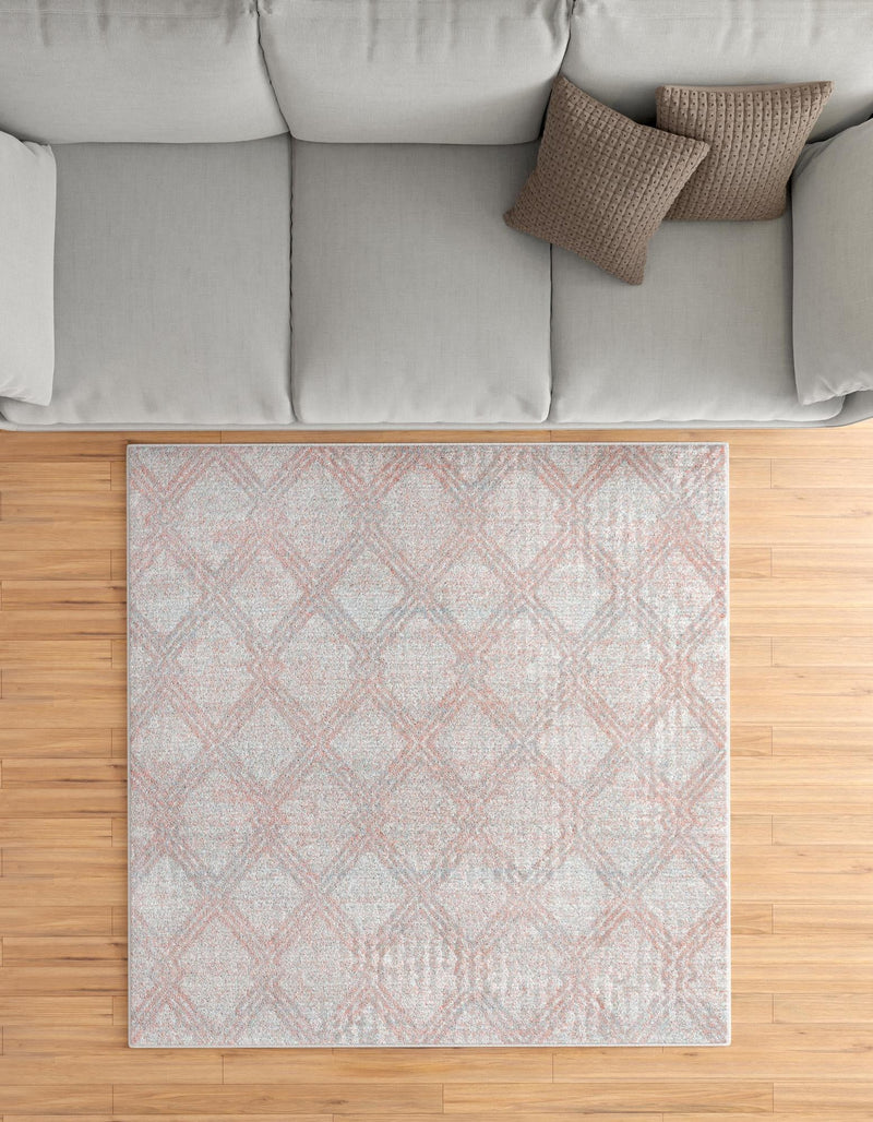 Aegean Elegance Washables Collection Area Rug -  Tinos Square Rose Pink  lifestyle 125